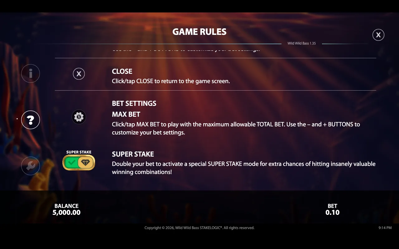 Game rules — Wild Wild Bass