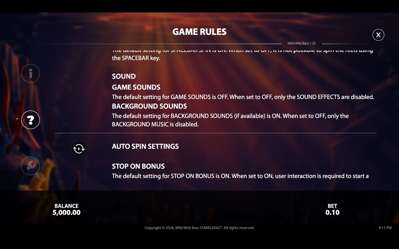 Game rules — Wild Wild Bass