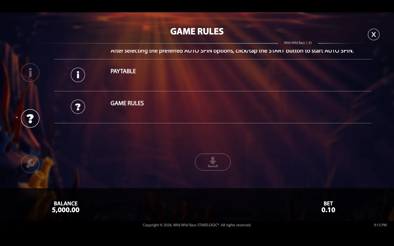 Game rules — Wild Wild Bass