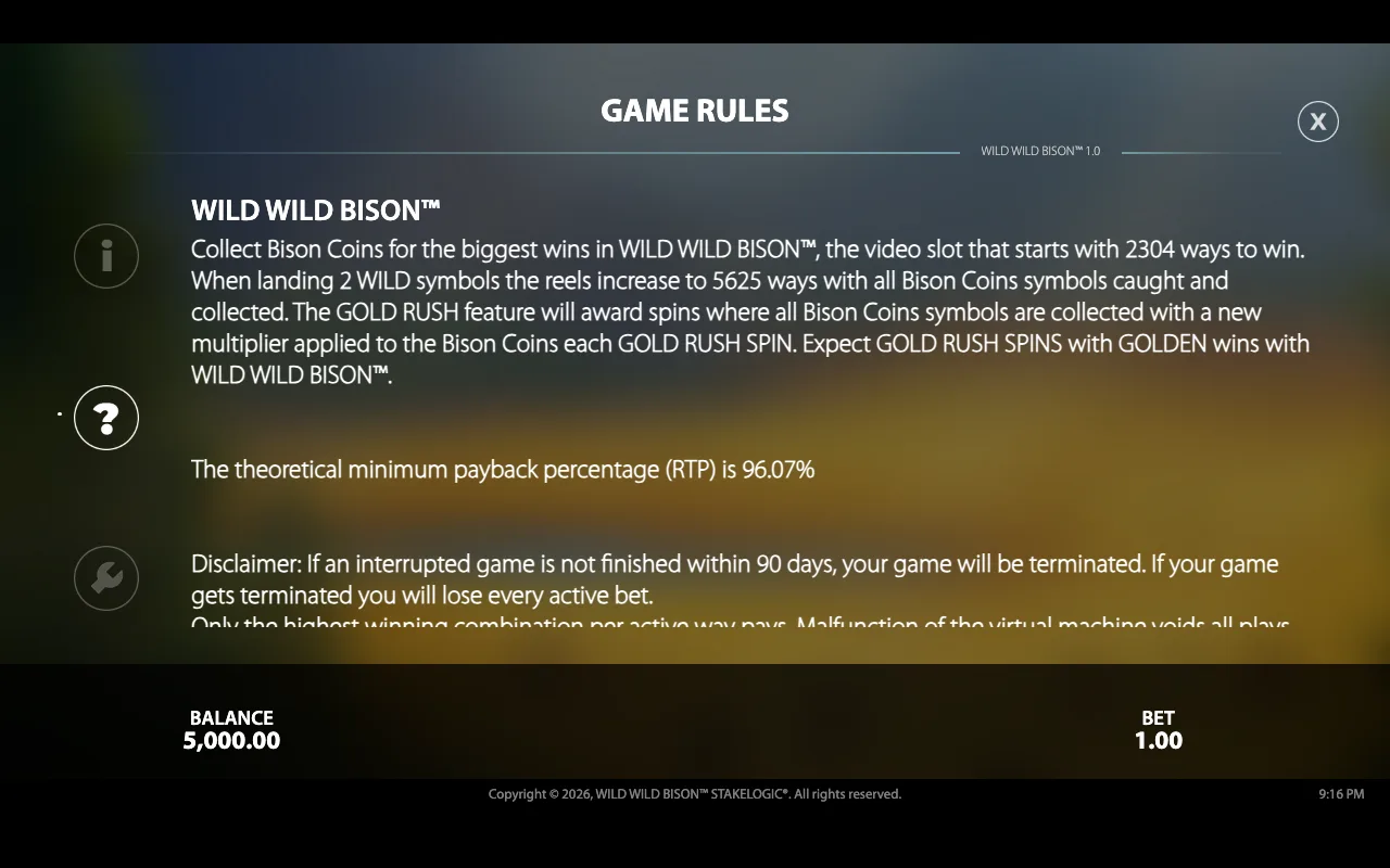 Game rules — Wild Wild Bison