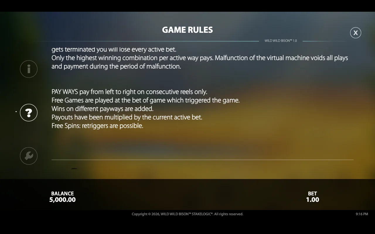 Game rules — Wild Wild Bison