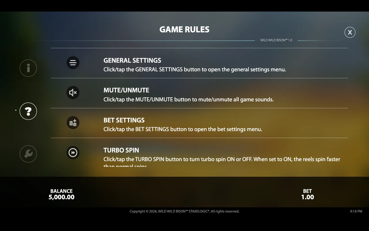 Game rules — Wild Wild Bison