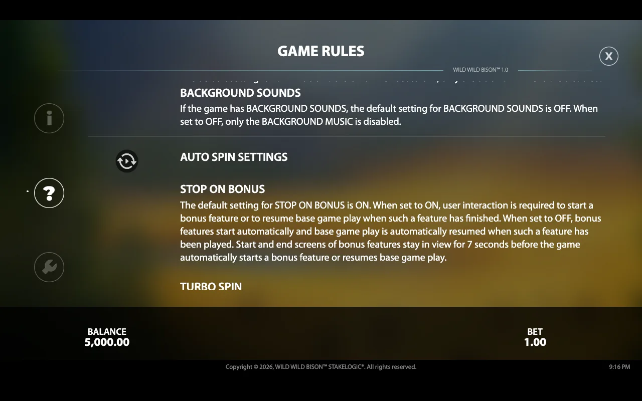Game rules — Wild Wild Bison
