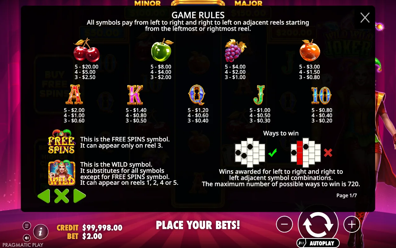 Game rules, page 1 — Wild Wild Joker