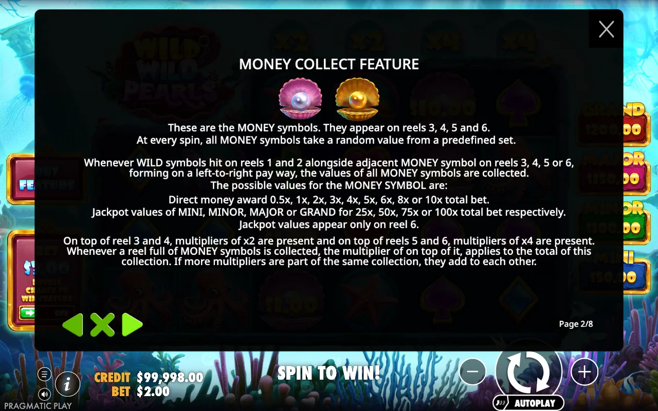 Money collect feature — Wild Wild Pearls