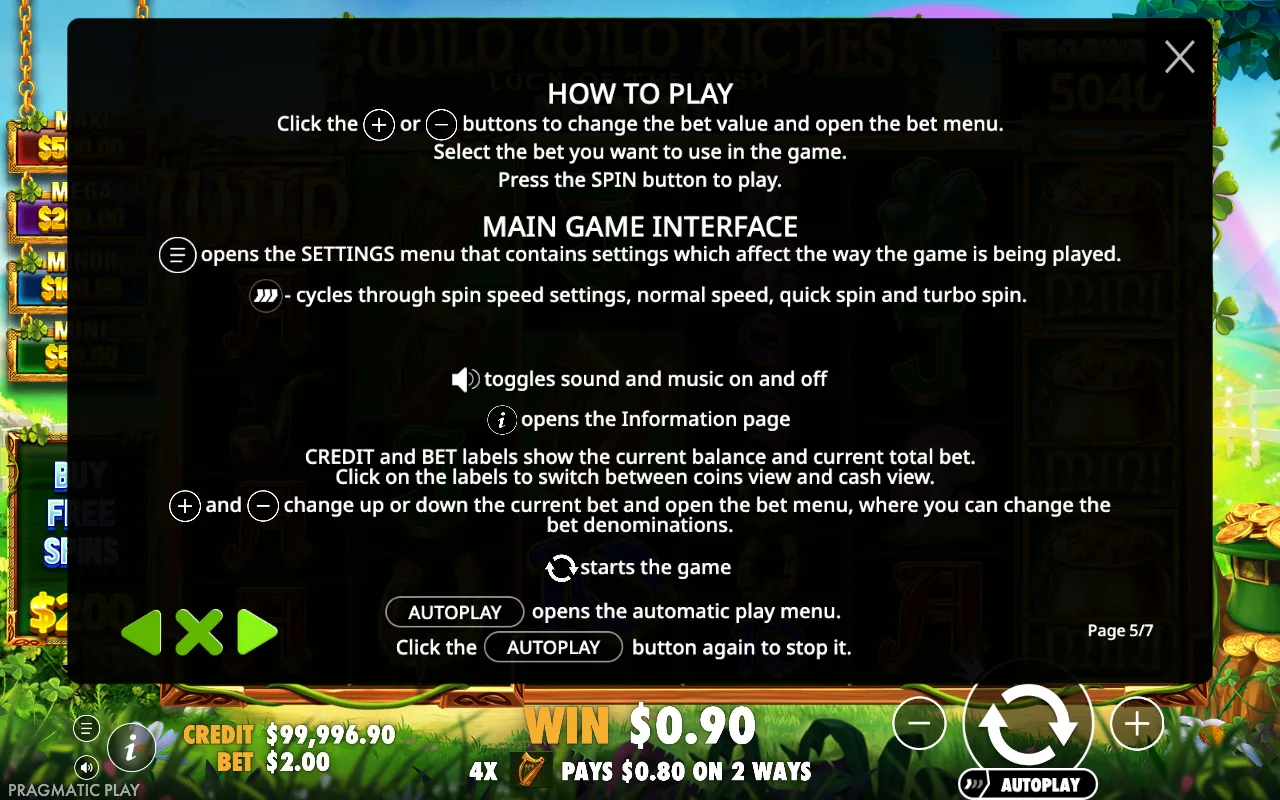 How to play — Wild Wild Riches Megaways