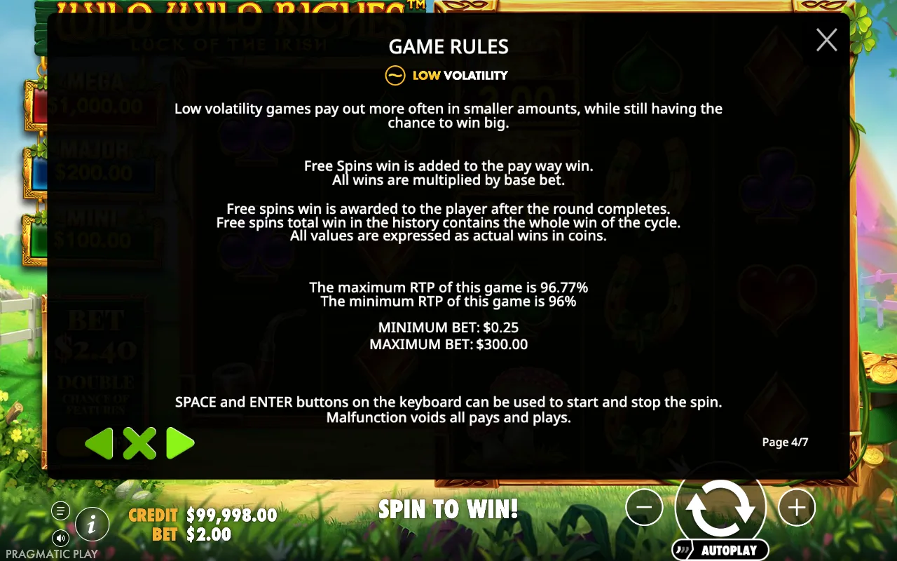 Game rules, page 4 — Wild Wild Riches