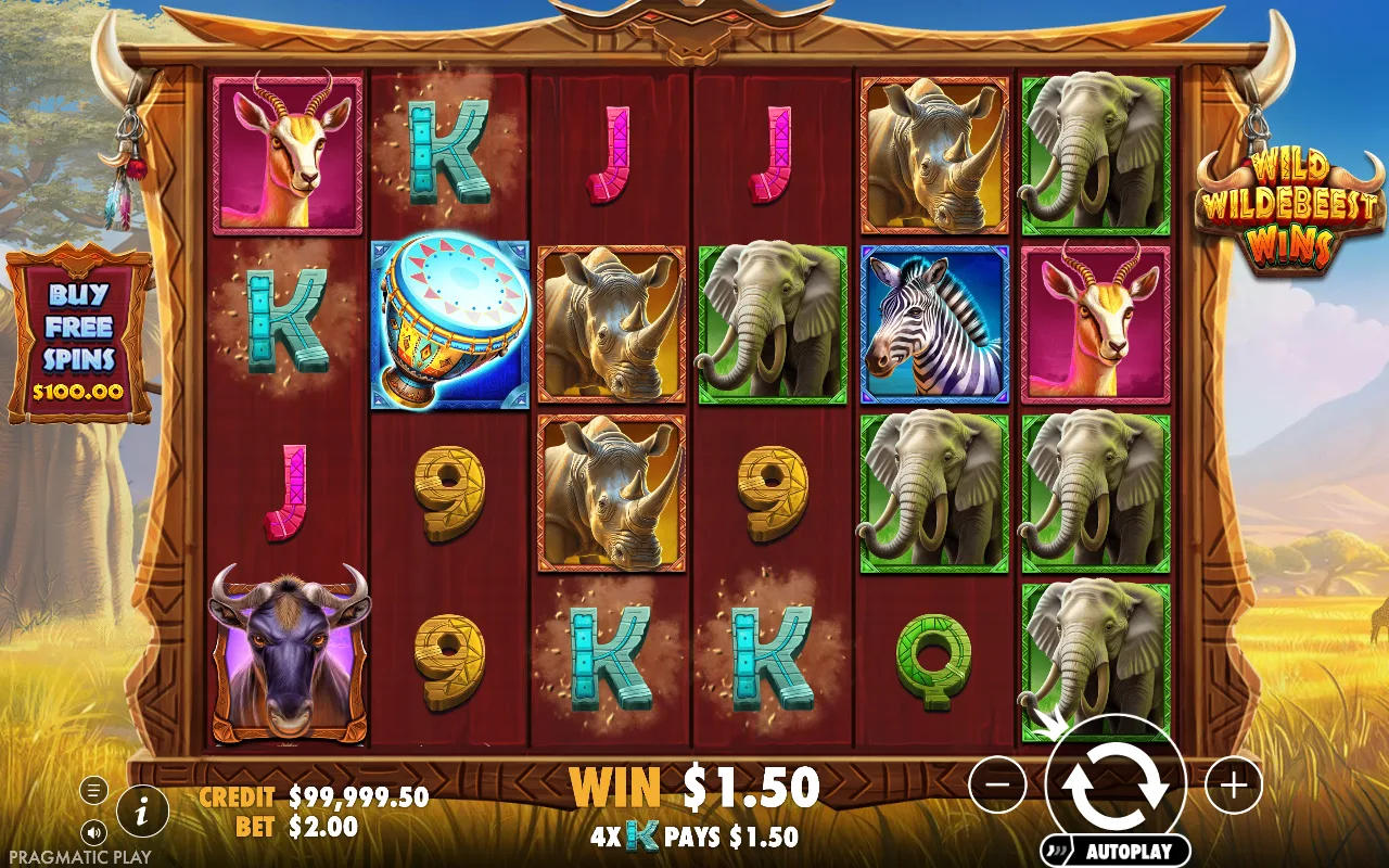 The base game — Wild Wildebeest Wins