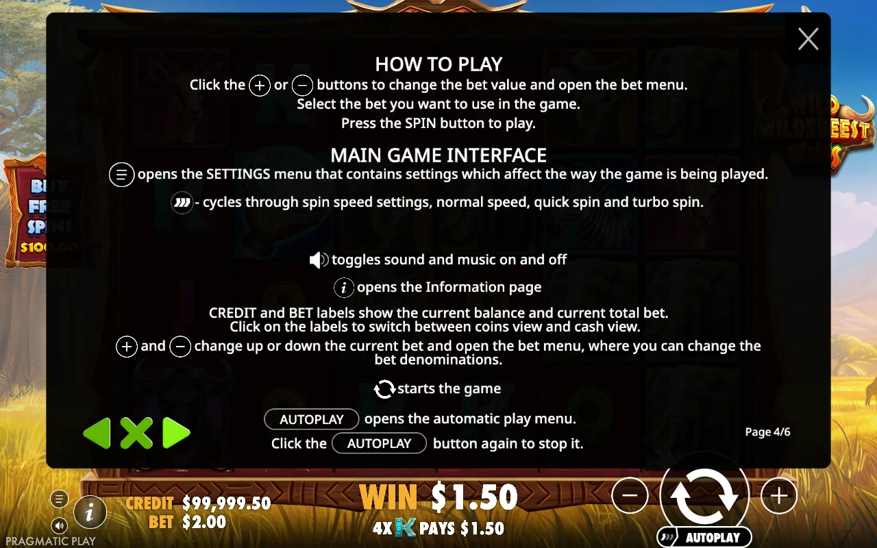 How to play — Wild Wildebeest Wins