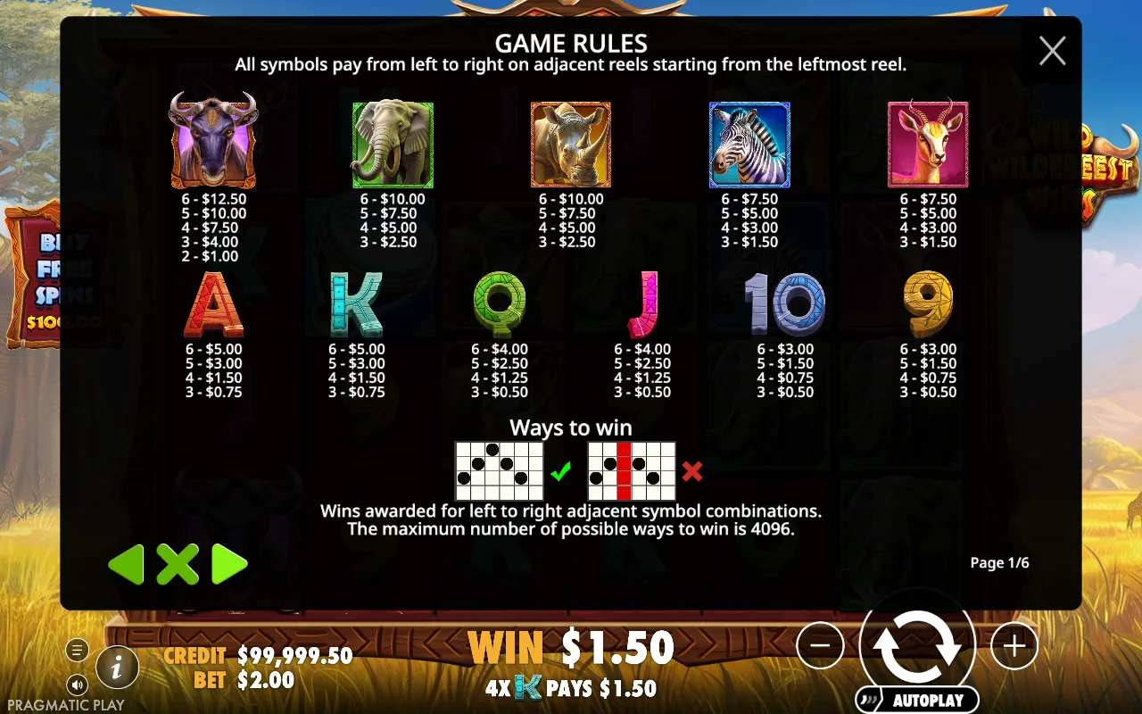 Game rules, page 7 — Wild Wildebeest Wins