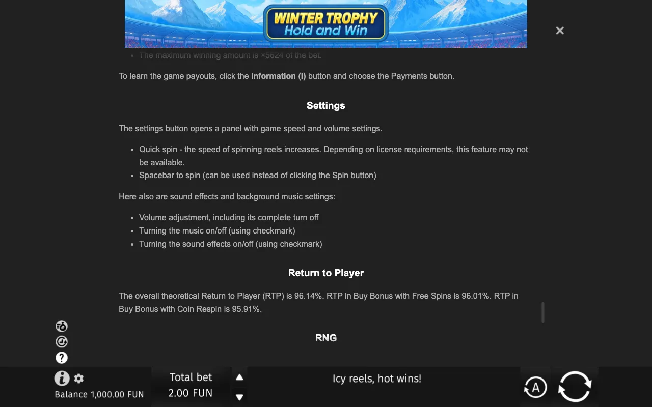 Game rules, page 10 — Winter Trophy Hold and Win