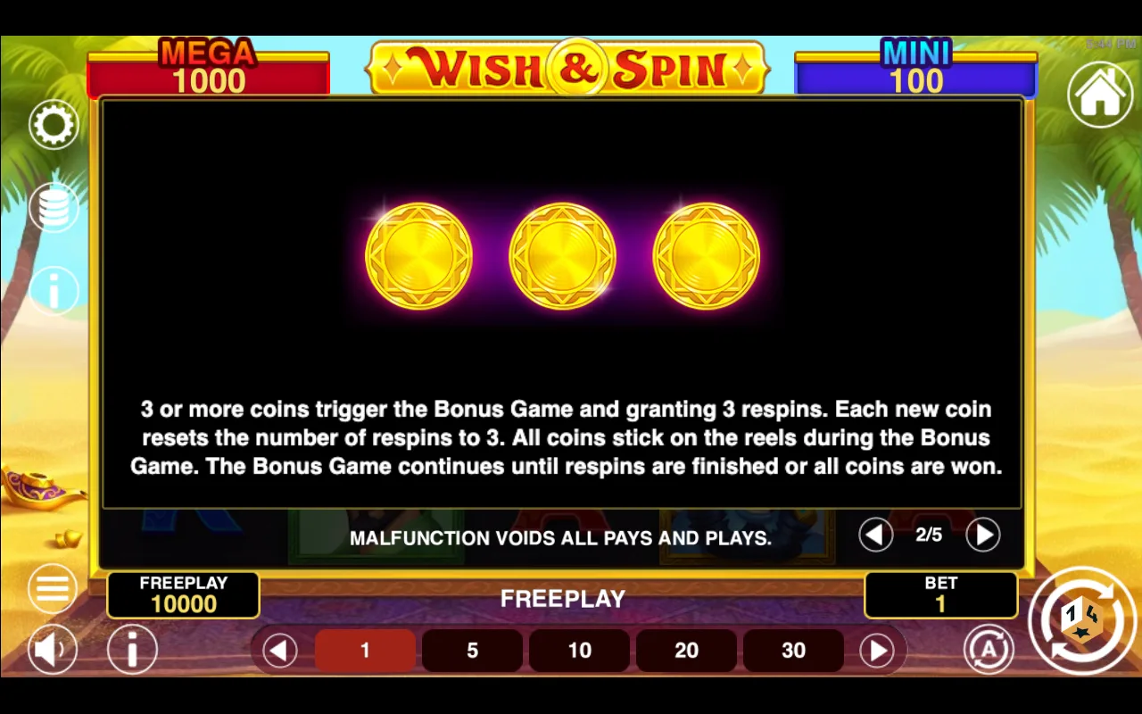 Game rules, page 2 — Wish And Spin Hold And Win
