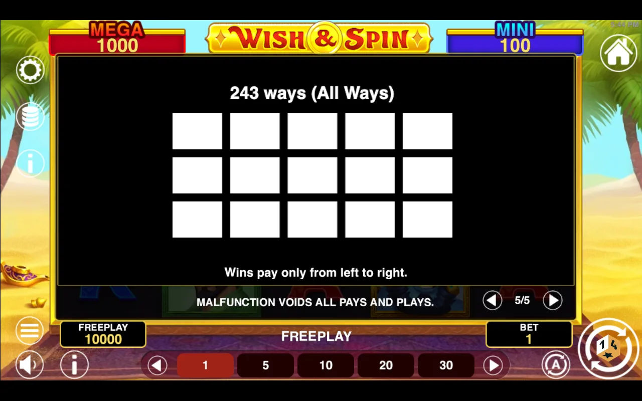 Game rules, page 5 — Wish And Spin Hold And Win