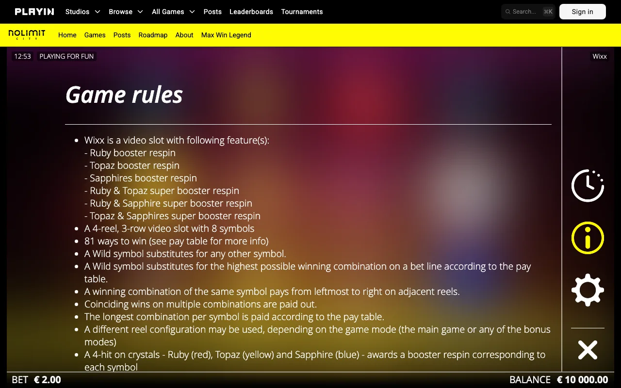 Game rules, page 1 — Wixx