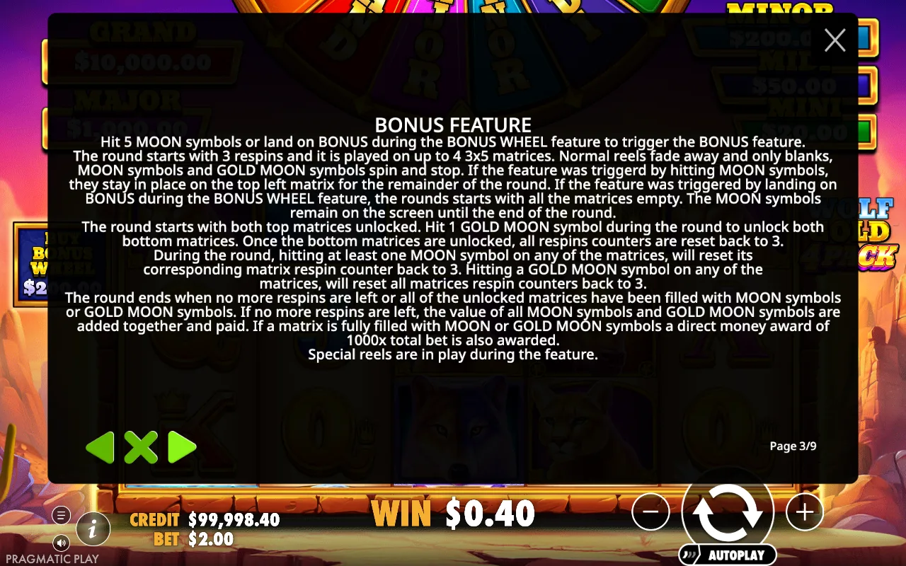 Bonus feature — Wolf Gold 4 Pack