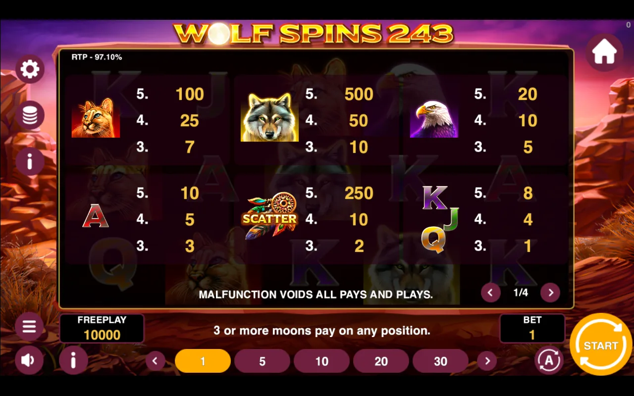 Game rules, page 1 — Wolf Spins 243