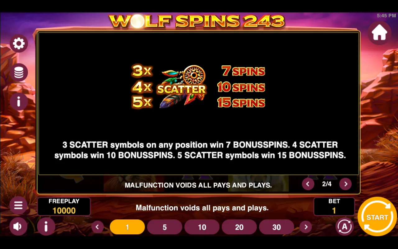 Game rules, page 2 — Wolf Spins 243