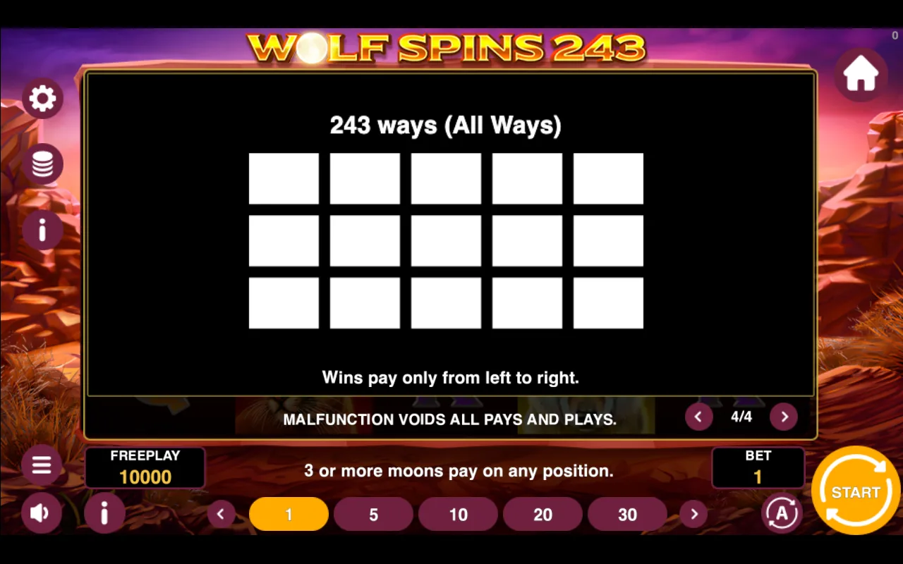 Game rules, page 4 — Wolf Spins 243