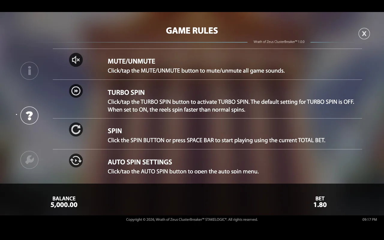 Game rules — Wrath of Zeus Clusterbreaker
