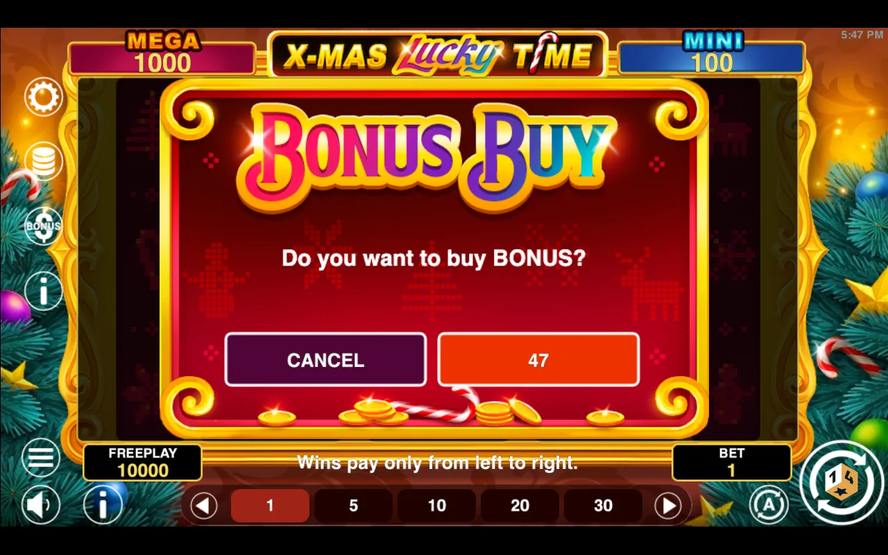 Buying the feature — Xmas Lucky Time Hold And Win