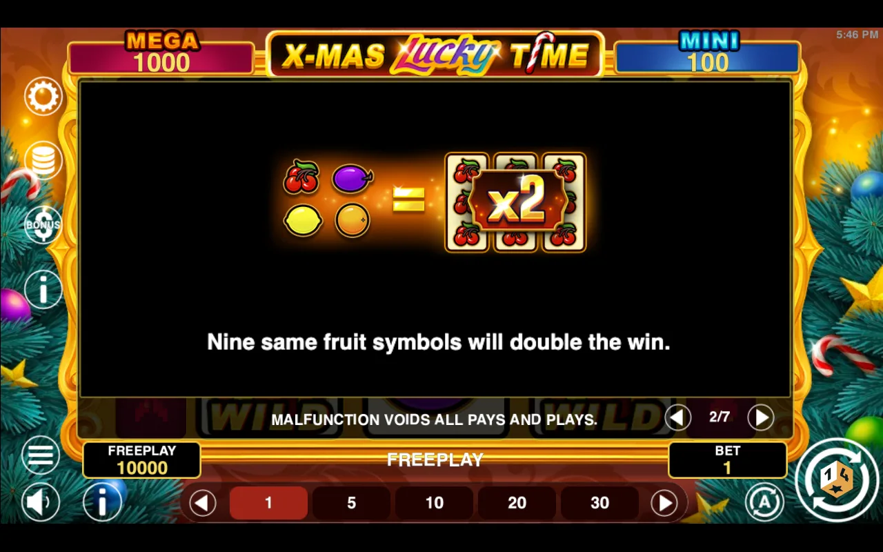 Game rules, page 2 — Xmas Lucky Time Hold And Win