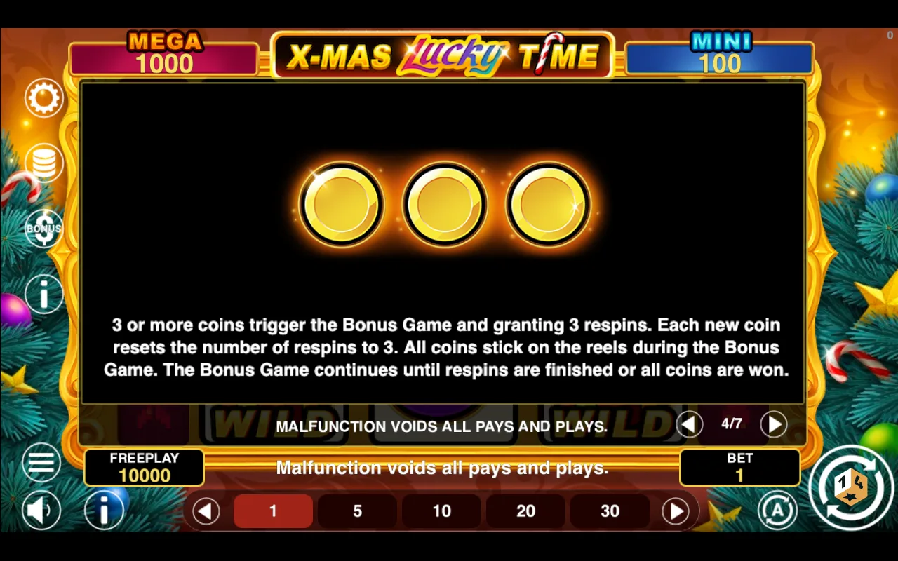 Game rules, page 4 — Xmas Lucky Time Hold And Win