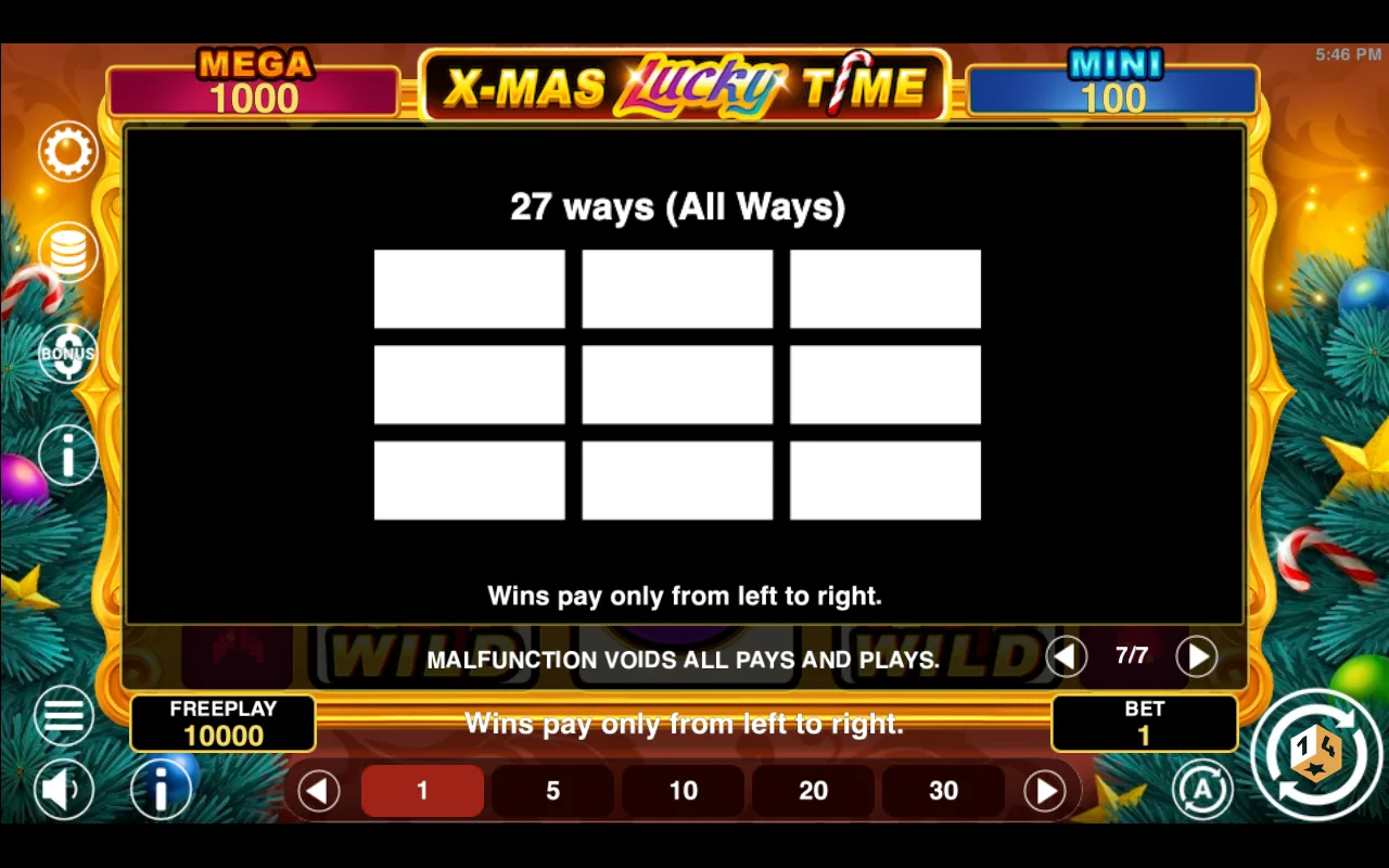 Game rules, page 7 — Xmas Lucky Time Hold And Win