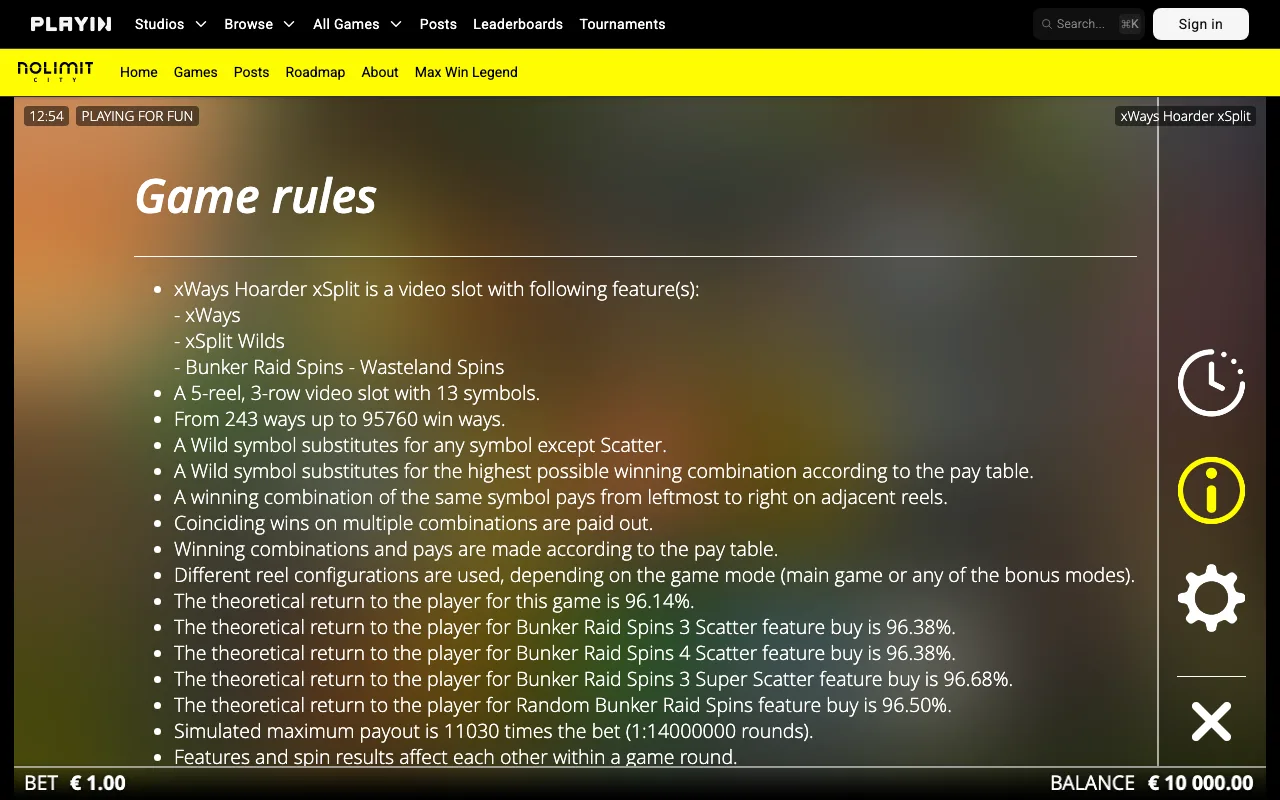 Game rules, page 1 — xWays Hoarder xSplit