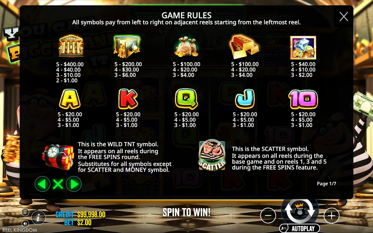 Game rules, page 1 — You Can Piggy Bank On It