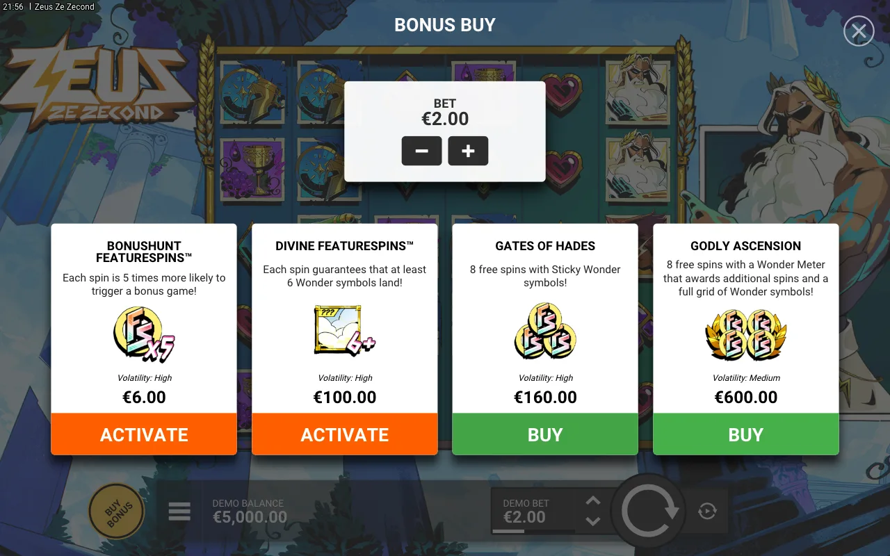 Buying the feature — Zeus Ze Zecond
