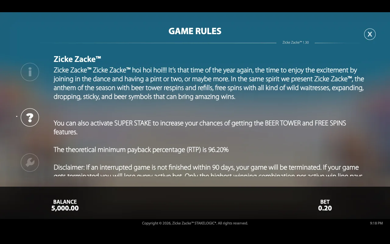 Game rules — Zicke Zacke