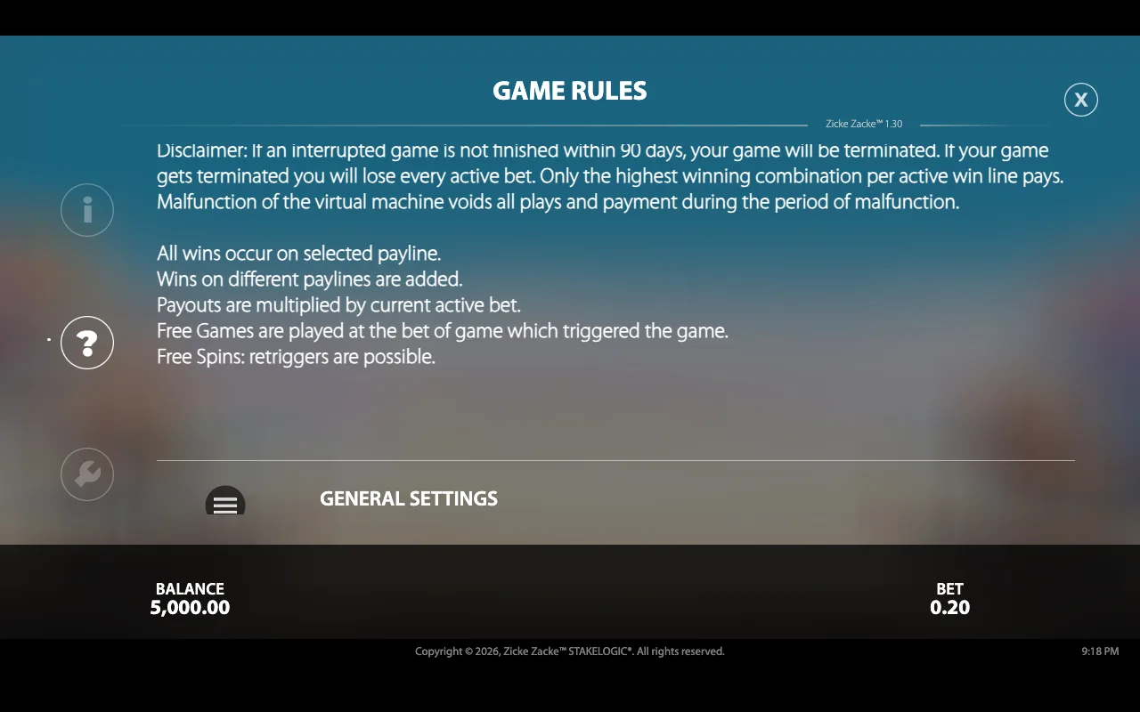 Game rules — Zicke Zacke